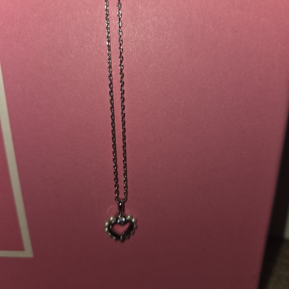 Kate Spade Silver Heart Necklace With Pearls - SHINNING SPADE COLLECTION